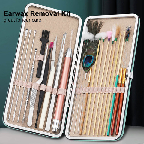 23PCS Ear Wax Removal Tool Kit Ear Pick Set Earwax Remover Spoon Ear Cleaning Care Tools with LED Light for Adult Ear Care ► Photo 1/6