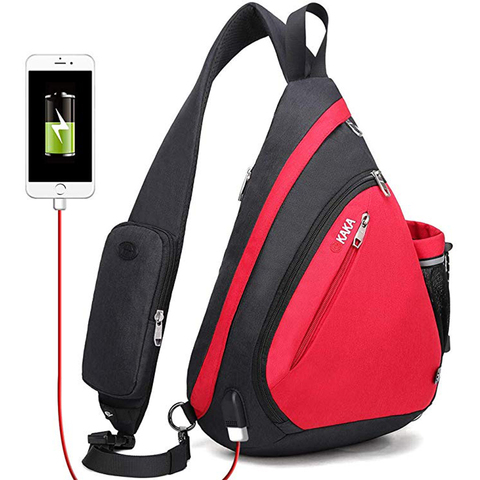 Male Women Shoulder Bags USB Charge Crossbody Bag Anti theft Chest Bag large capacity 10.5