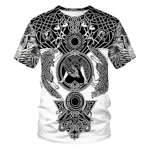 2022 New Fashion Men hoodies 3D Printed Viking Tattoo t shirt tees shorts sleeve Apparel Unisex Norse cosplay funny streetwear ► Photo 1/6