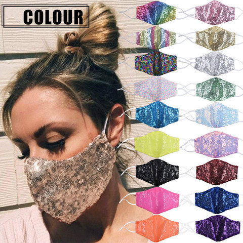 New Reusable Glitter Rhinestone Sequin Mask for Women Face Fashion Leopard Crystal Mask Masquerade Costume Party Face Jewelry ► Photo 1/6