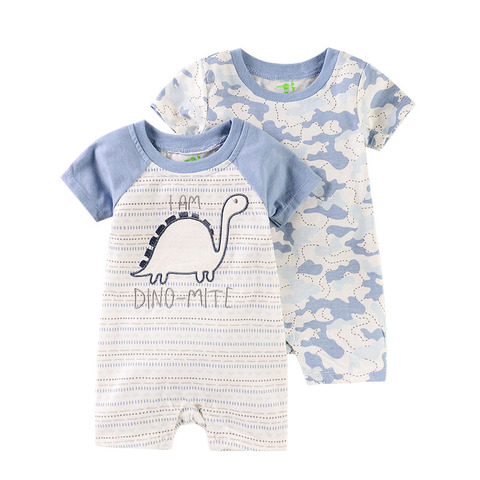 2022 New born baby clothes 2pcs short sleeves animal baby rompers overalls boys girls outfit ► Photo 1/6