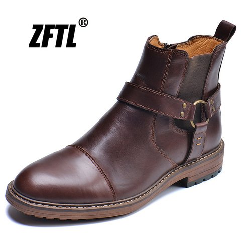 ZFTL NEW men's Martins boots Genuine Leather Men's autumn and winter handmade High-top boots lager size men's Chelsea boots 0153 ► Photo 1/6