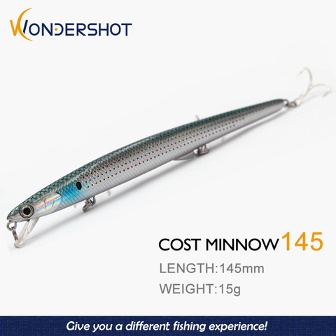 Wondershot A06 145mm 15g Cost Minnow Floating Minnow Sea fishing lure Wobbler Laser Hard Bait Crankbaits Isca Artificiais lures ► Photo 1/6