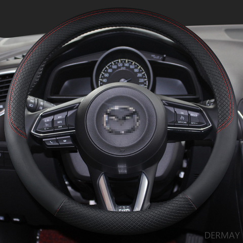 DERMAY PU Leather Car Steering Wheel Cover for CX-3 CX-4 CX-5 CX-7 CX-9 Mazda 3 Axela 6 Gh Gj Demio Anti-Slip Funda Volante ► Photo 1/6