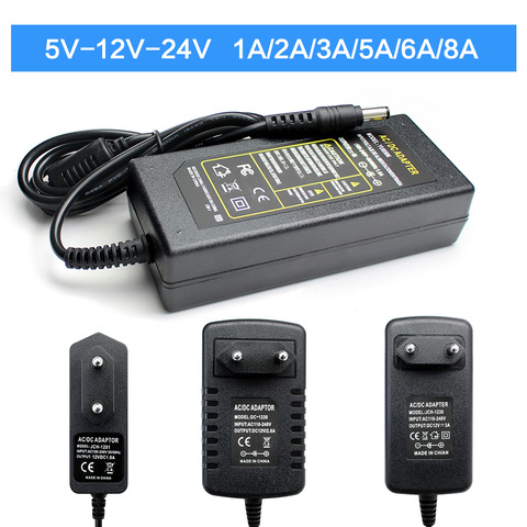 Universal 5V 9V 10V 12V 13V 15V 24V Power Adapter 1A 2A 3A 5A 6A 8A AC 220V To DC 12V 5V 24V Power Adapter For LED Strip Lamp ► Photo 1/6