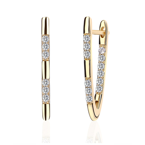 Fashion Unique Design V Shape Geometric Cubic Zirconia Gold Hoop Earrings for Women Ladies Hiphop Earrings New 2022 ► Photo 1/6