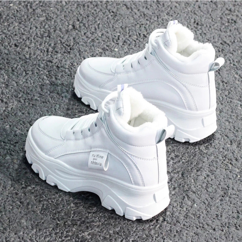 Women's casual sneakers; winter sneakers with plush fur; warm women's shoes; women's shoes with lacing women's shoes on Fashion ► Photo 1/6