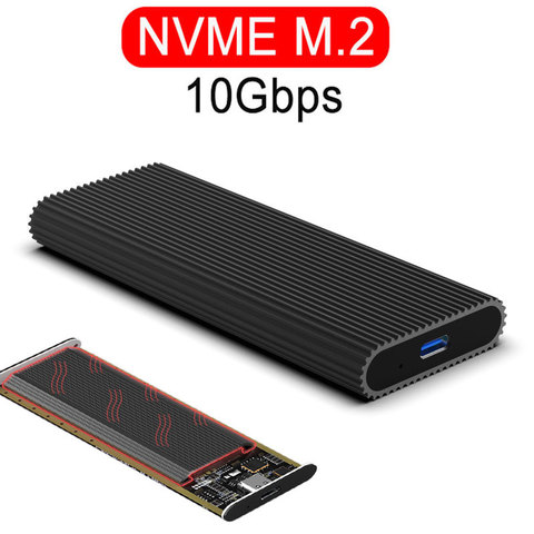 PCIE NVME M.2 SSD Case Type-c Port USB 3.1 SSD Enclosure 10Gbps NGFF SATA Transmission Hard Drive Box USB 3.0 HDD Case ► Photo 1/6
