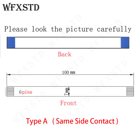 10cm 7mm 6pins Type A New Flex cable AWM 20624 80C 60V VW-1 E118077 or E129545 or Other 2896 Same Side Copper Contact ► Photo 1/4
