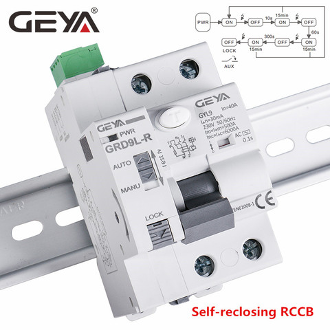 GEYA GRD9L 6KA ELCB RCCB Automatic Reclosing Device Remote Control Circuit Breaker 2P 40A 30mA RCD Smart Life ► Photo 1/5