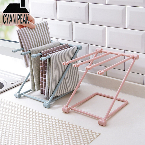 Kitchen Accessories Organizer Towel Rack Hanging Holder Foldable Storage Rack Shelf Cupboard Rag Racks Hanger Household Supplies ► Photo 1/6