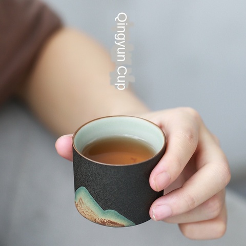 Hand-Painted Zen Tea Cup Handmade Retro Chinese Style Stoneware Master Cup Ceramic Kung Fu Tea Set Beautiful Ceramic Cup ► Photo 1/5