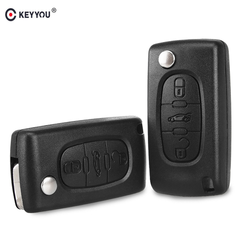KEYYOU 3 Buttons Remote Car Key Shell Case Fob For Peugeot 207 208 307 308 408 Partner HU83 Blade CE0536 ► Photo 1/6