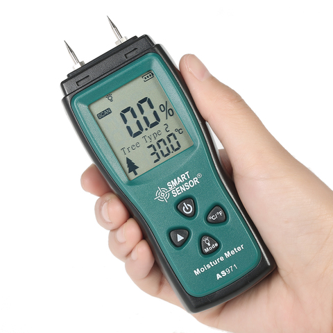 Handheld Two Pins Digital Wood Moisture Meter Wood Humidity Tester Timber Damp Detector with LCD Display Probe Range 2%~70% ► Photo 1/6