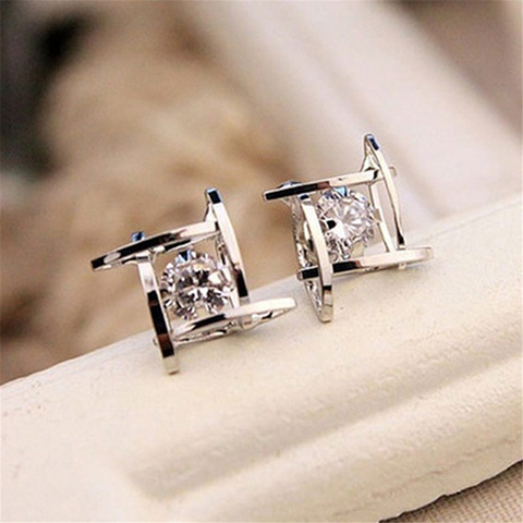 Women's Earrings 2022 Europe And The New Jewelry Geometric Hollow Square  Zircon Earrings Fashion Banquet Jewelry ► Photo 1/6
