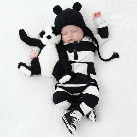 Baby Rompers 0-3 Years Lovely Infants Newborn Baby Girls Boys Winter Clothes Long Sleeve Striped Pocket Jumpsuit Outfits ► Photo 1/5