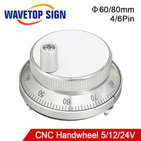 Free Shipping CNC Pulser Handwheel 5V 6Pin Pulse 100 Manual Pulse Generator Hand Wheel CNC Machine 60mm Rotary Encoder ► Photo 1/6