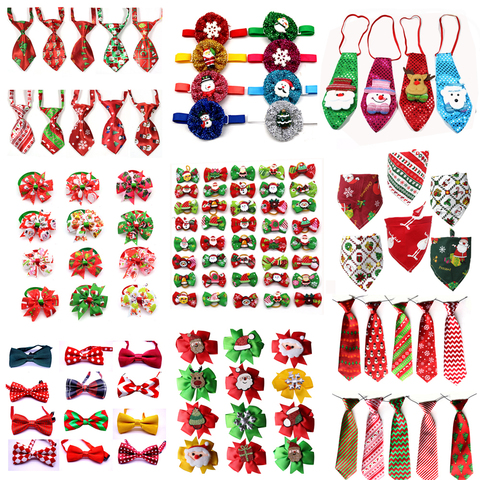 50pcs Christmas Dog Bows Pet Cat Dog Pet Bow Tie Bandana Christmas Small Dog Grooming Accessories Large Dog Holiday Supplies ► Photo 1/6