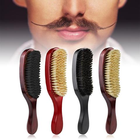 Bristle Wave Hair Beard Brush Hair Comb Wooden Handle Large Curved Comb Men Natural Bristle Combs Hair Styling Tools ► Photo 1/6