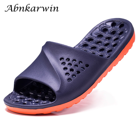 Summer Indoor Men Bath Bathroom Shower Slippers Slides Bathing Shoes Badslippers Badeschuhe Home House Beach Sleepers Pool Soft ► Photo 1/6