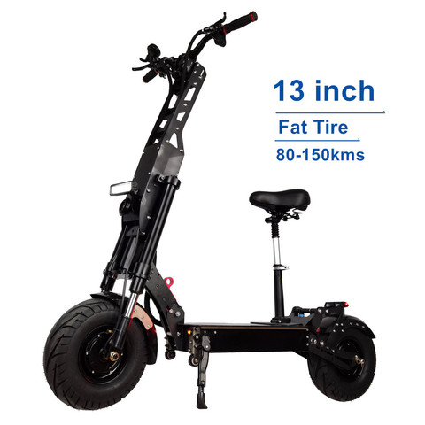 FLJ 13inch Fat Wheel E Scooter with 90-150kms 6000W Range Dual Engine drive big wheel Scooter 40Ah 50AH Battery Hot Sale E Bike ► Photo 1/6