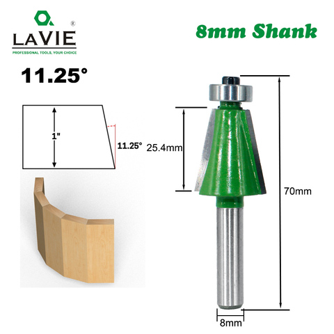 LAVIE 1pc 8mm Shank Chamfer Router Bit 11.25 Degree Bevel Edging Milling Cutter for Wood Woodorking Machine Tools MC02110-11.25 ► Photo 1/6