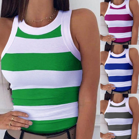 Oversized S-5XL Women's Stars Striped Printed Tank Tops 2022 Summer Ladies Vests 20 Colors Options WDC5152 ► Photo 1/6