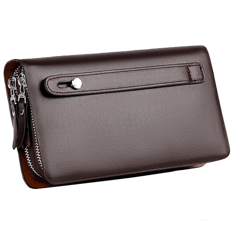 YUESKANGAROO Men Clutch Bag Fashion Long Purse Double Zipper Business Wallet Male Casual Bag ► Photo 1/4