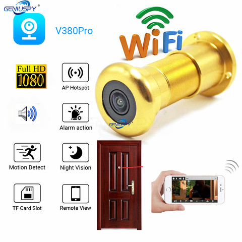 Glod Sliver 1080P Cloud Storage TF Card IR Audio Door Eye Hole Fishehye IP Mini Peephole Wifi Wireless Door Camera P2P V380 Pro ► Photo 1/6