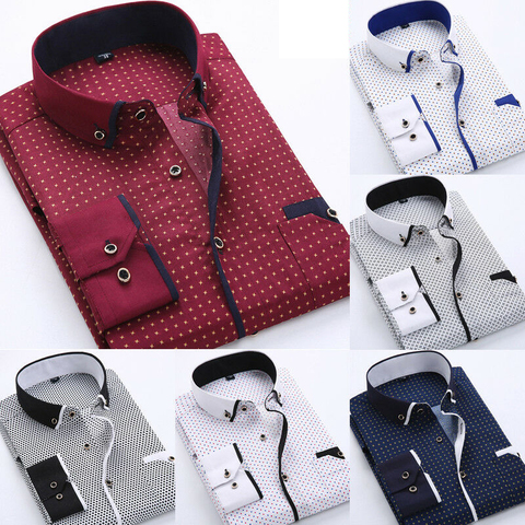 2022 Men Casual Long Sleeved Printed Shirts Slim Fit Male Social Business Dress Shirt Brand Men Clothing Camisas Para Hombre ► Photo 1/6