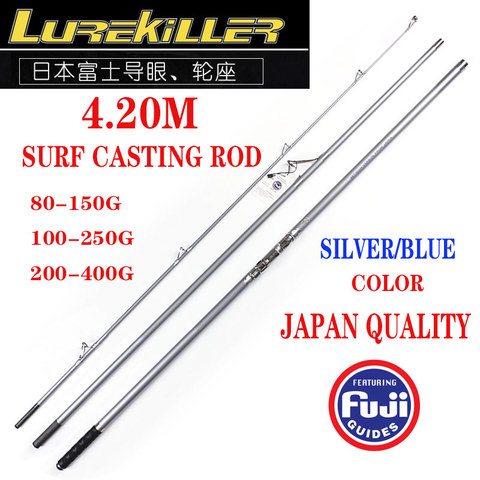 Lurekiller Japan Full Fuji Surf Rod 4.20M 46T Carbon 3 Sections 80-150G/100-250G Surf casting rods Fishing Rod ► Photo 1/6