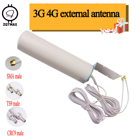 ZQTMAX 2G 3G 4G Omni Outdoor Antenna with 5m Dual SlIder CRC9/TS9/SMA connector for 3G 4G router modem,mobile signal booster ► Photo 1/4