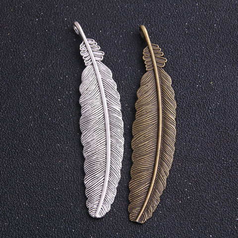 2pcs 21*104mm Two Color Copper Feather Plumage Charms Pendants Bookmark For Books For DIY Jewelry Making Findings ► Photo 1/6