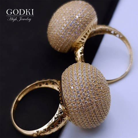 GODKI 2022 Trendy Disco Ball Big Bold Statement Ring for Women Cubic Zircon Finger Rings Beads Charm Ring Bohemian Beach Jewelry ► Photo 1/6