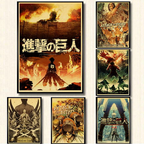 NEW!Hot Anime Vintage Posters Shingeki no Kyojin The Final Season Part 2  Kraft Paper Sticker DIY Room Bar Cafe Decor Art Wall