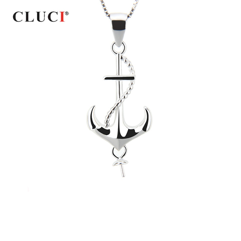 CLUCI 925 Sterling Silver Charms Pendant for Women Necklace Anchor Shaped Silver 925 Pearl Pendant Mounting Fine Jewelry SP018SB ► Photo 1/4