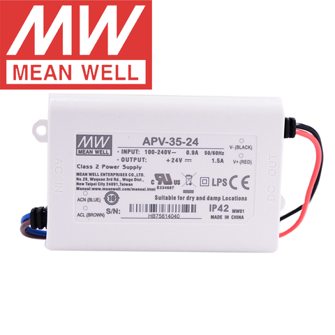 Original Mean Well APV-35 Series meanwell 5V/12V/15V/24V Constant Voltage design 35W Single Output LED Switching Power Supply ► Photo 1/5