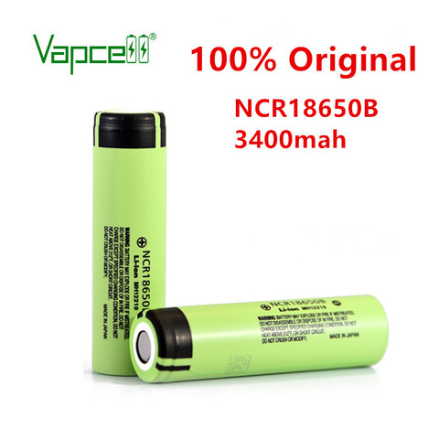 Vapcell Original 18650B NCR18650 3.7V lithium rechargeable battery 3400mAh flat / button top for flashlight free shipping ► Photo 1/6