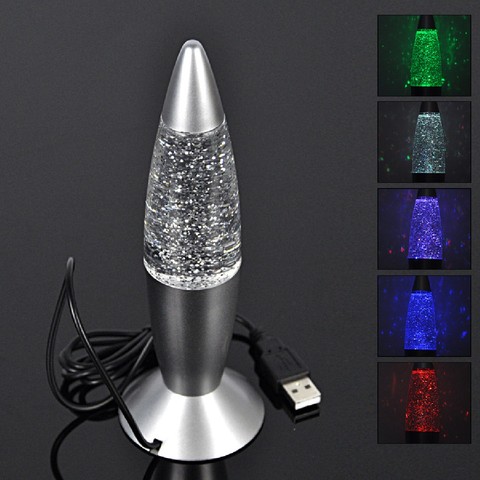 1pc 3D Rocket Multi Color Changing Lava Lamp RGB LED Glitter Party Mood Night Light Christmas Gift Bedside Night lamp ► Photo 1/6