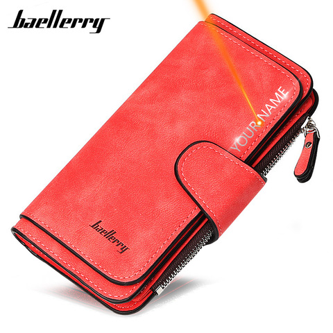 2022 Women Wallets Name Engrave Fashion Long Leather Top Quality Card Holder Classic Female Purse  Zipper  Wallet For Women ► Photo 1/6