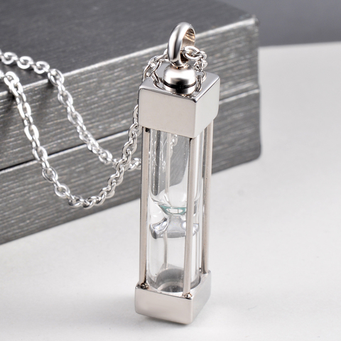 Unisex Timeless Hourglass Glass Cremation Jewelry Urn Pendant Necklace Memorial Keepsake ► Photo 1/3