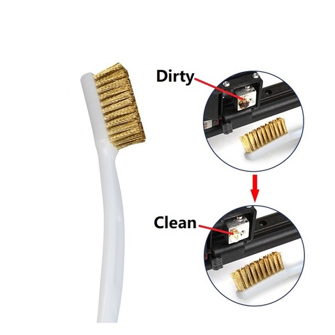 MEGA 1pc 3D Printer Cleaner Tool Copper Wire Toothbrush Copper Brush Handle For Nozzle Heater Block Hotend Cleaning Hot Bed ► Photo 1/6