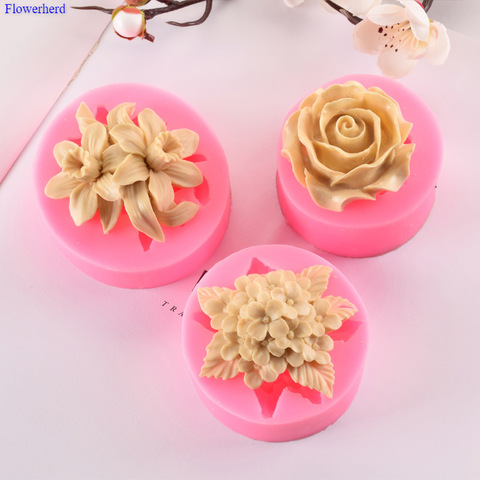 Lilac Rose Lily Fondant Silicone Mould Gypsum Cake Decorating Diy Chocolate Baking Tools 3d Silicone Mold Handmade Soap Mold ► Photo 1/5