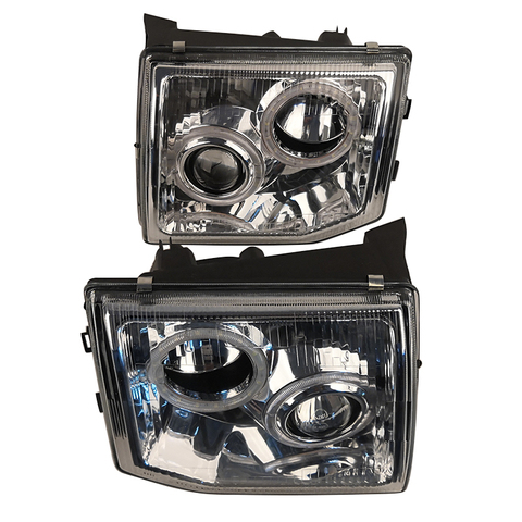 Car modified white background LED angel eye lens headlight headlight far and near light suitable for Pajero V31 V32 92 93 94 95 ► Photo 1/1