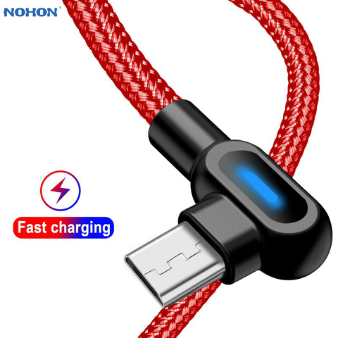 NOHON 90 Degree USB Cable for iPhone 11 Pro XS Max XR X 8 Micro USB Type C USBC Phone Data Cable for Samsung Huawei Fast Charger ► Photo 1/6