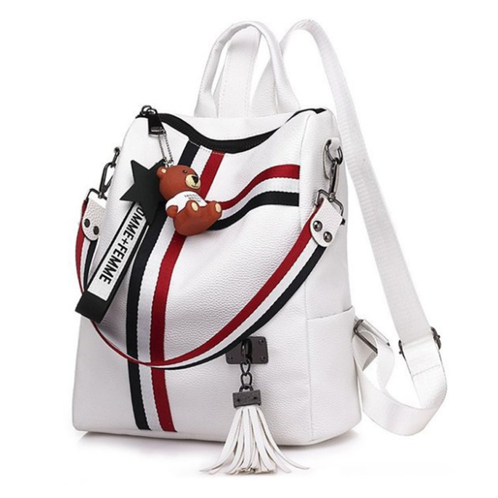 Tassel & Zip Detail Womens Backpack Handbag Girls School Backpack