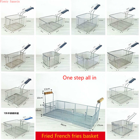 28 options Stainless steel fryer screen French fries frame square filter net encrypt colander shaped Frying basket fryers meshed ► Photo 1/6