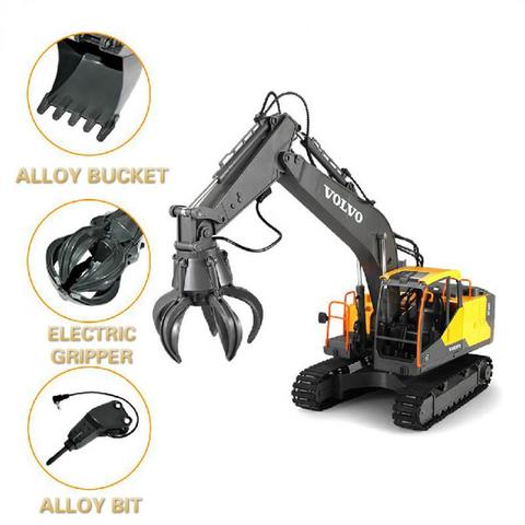 2.4G 3in1 Alloy RC Excavator 1:16 Alloy 17ch Big RC Trucks Simulation Excavator Remote Control 3-Type Engineer Vehicle Toys E568 ► Photo 1/6