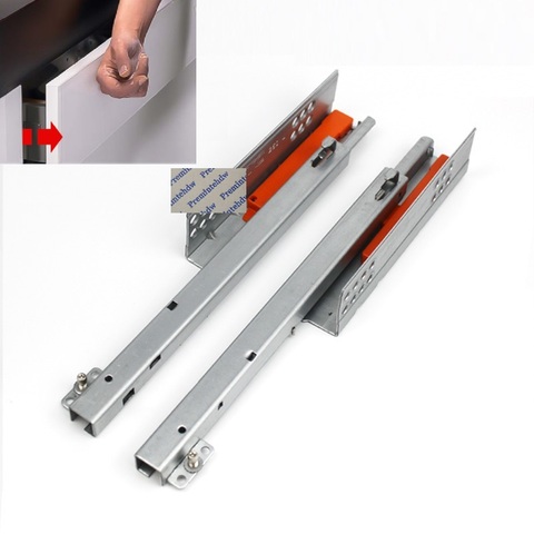 1Pair Rebound Press Push To Open Under Mount Furniture Kitchen Bath Drawer Slide Rail Runner DTC 25KG 2-fold Half Extention ► Photo 1/2