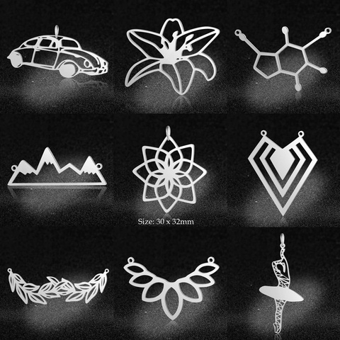 5pcs/lot Unique fashion large lotus mountain diy stainless steel connector charm wholesale leaf flower necklace pendant charms ► Photo 1/6